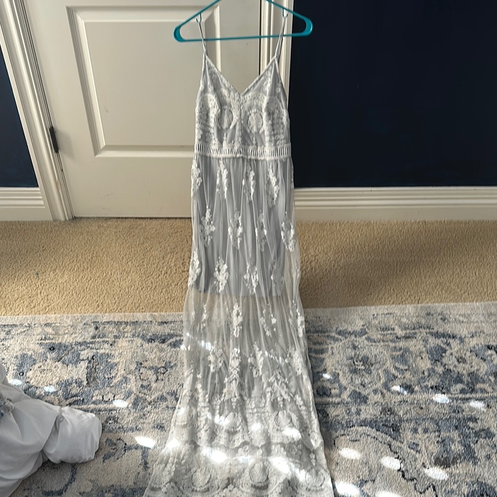 Altar’d State Elegant White Lace Maxi Dress